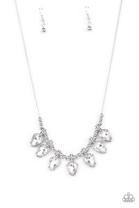 Crown Jewel Couture - White and Silver Necklace- Paparazzi Accessories