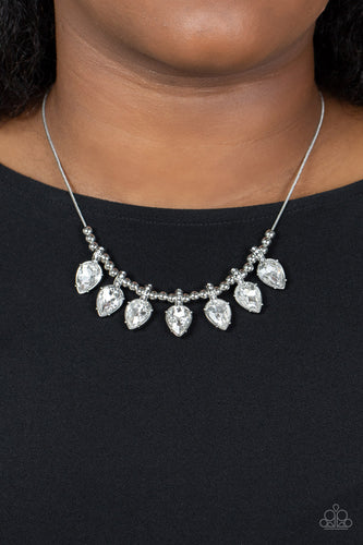 Crown Jewel Couture - White and Silver Necklace- Paparazzi Accessories
