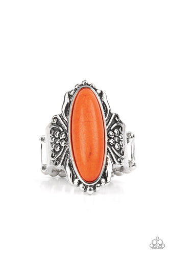 Dreamy Desertscape - Orange and Silver Ring- Paparazzi Accessories