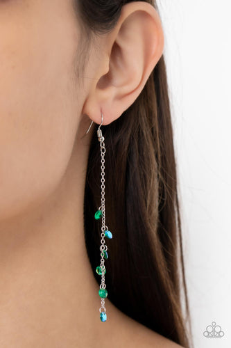 Extended Eloquence - Green and Silver Earrings- Paparazzi Accessories