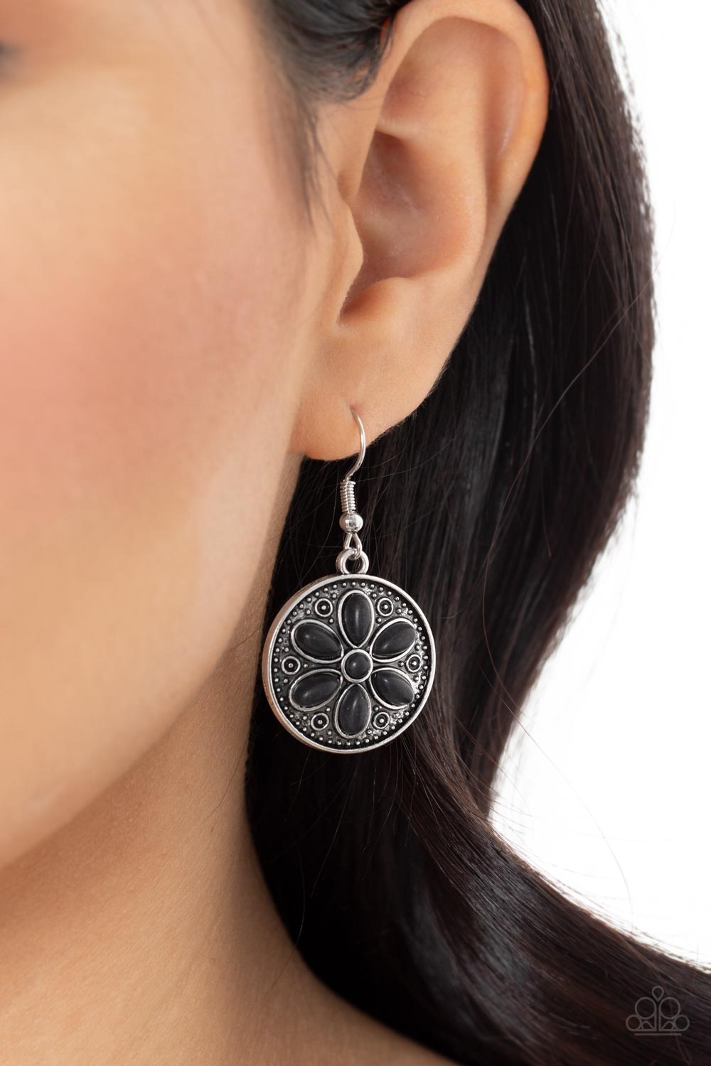 Saguaro Spring - Black and Silver Earrings- Paparazzi Accessories