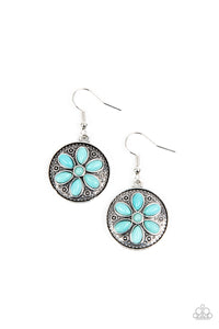 Saguaro Spring - Blue and Silver Earrings- Paparazzi Accessories