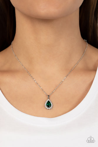 A Guiding SOCIALITE - Green and Silver Necklace- Paparazzi Accessories