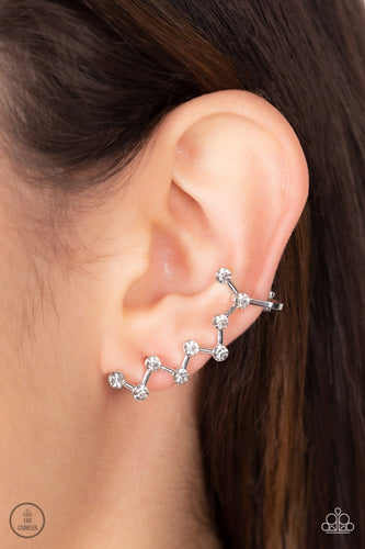 Clamoring Constellations - White and Silver Earrings- Paparazzi Accessories