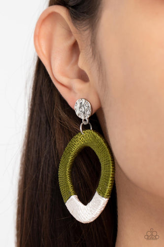 Thats a WRAPAROUND - Green and Silver Earrings- Paparazzi Accessories