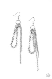 Swing Dance Dazzle - White and Silver Earrings- Paparazzi Accessories