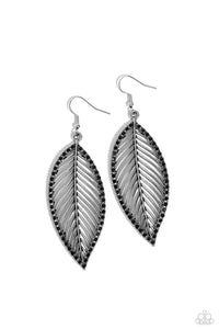 Canopy Cabaret - Black and Silver Earrings- Paparazzi Accessories
