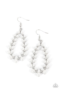 Absolutely Ageless - White and Silver Earrings- Paparazzi Accessories