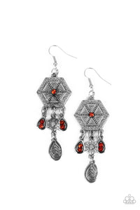 Dreamcatcher Delight - Orange and Silver Earrings- Paparazzi Accessories