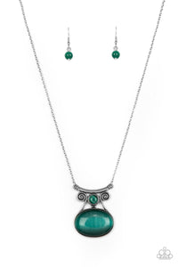 One DAYDREAM At A Time - Green and Silver Necklace- Paparazzi Accessories