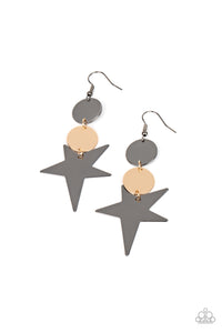Star Bizarre - Gold and Gunmetal Earrings- Paparazzi Accessories