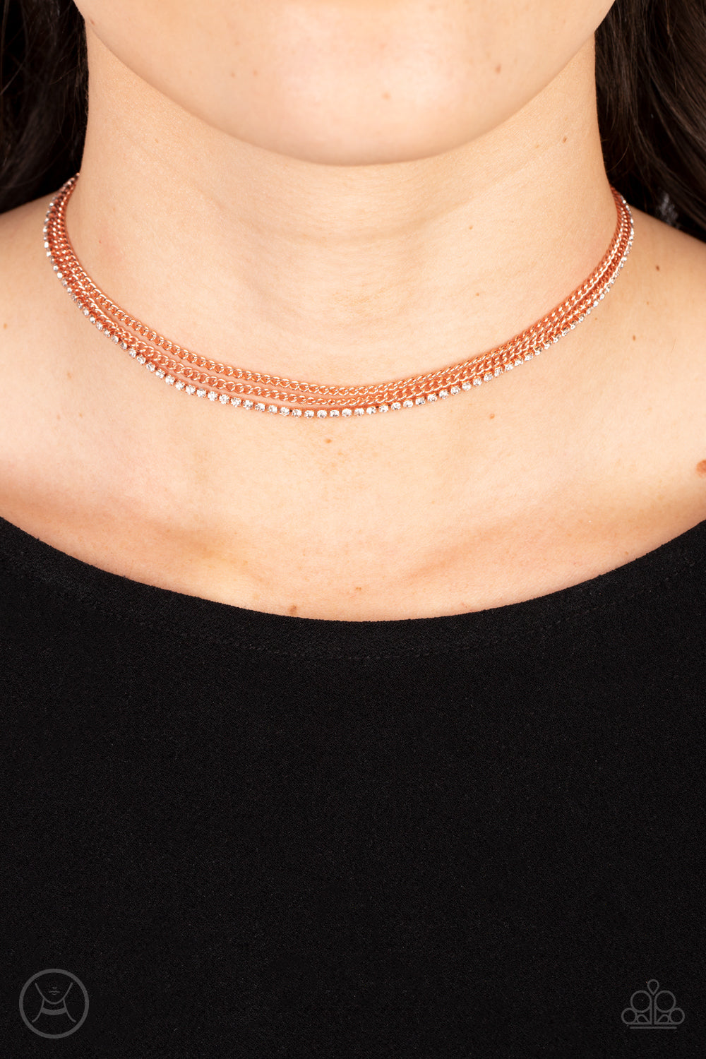 Glitzy Gusto - White and Copper Necklace- Paparazzi Accessories