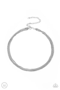 Glitzy Gusto - White and Silver Necklace- Paparazzi Accessories