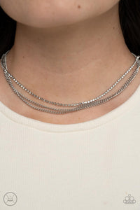 Glitzy Gusto - White and Silver Necklace- Paparazzi Accessories