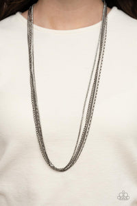 Undauntingly Urban - White and Black Necklace- Paparazzi Accessories