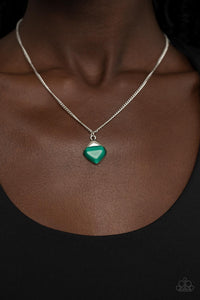 Gracefully Gemstone - Green and Silver Necklace- Paparazzi Accessories