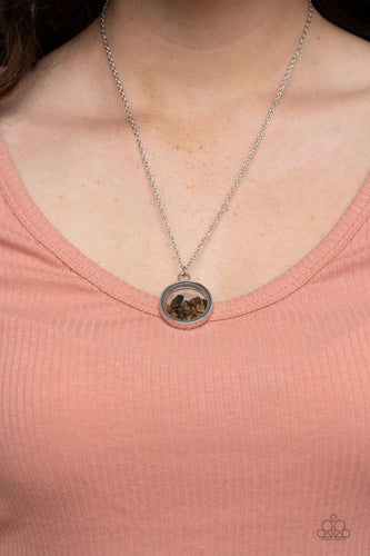 Gemstone Guru - Brown and Silver Necklace- Paparazzi Accessories