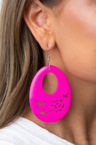 Home TWEET Home - Pink and Silver Earrings- Paparazzi Accessories