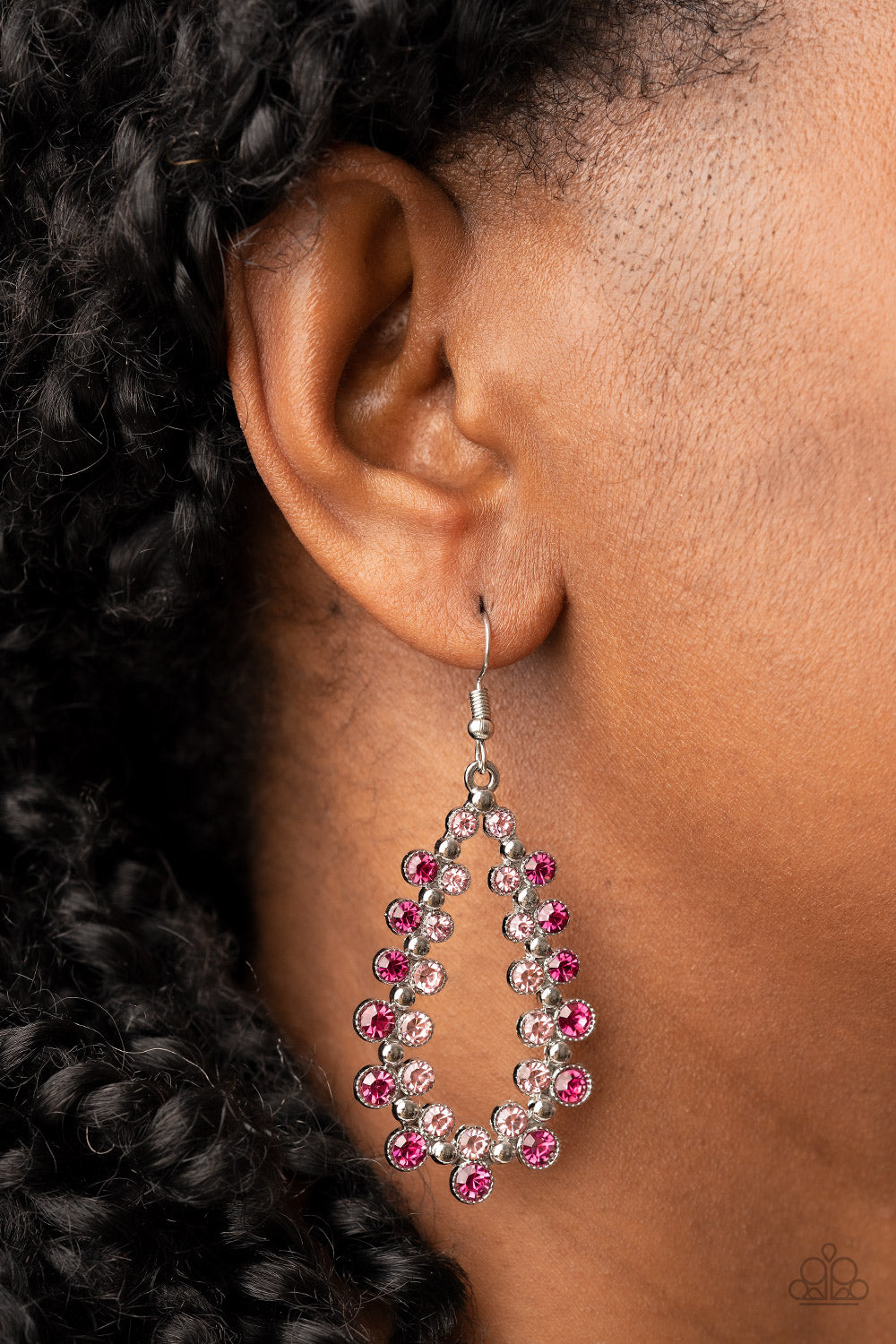 Its About to GLOW Down - Pink and Silver Earrings- Paparazzi Accessories