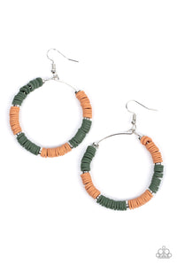 Skillfully Stacked - Green and Brown Earrings- Paparazzi Accessories