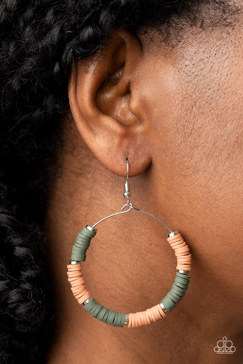 Skillfully Stacked - Green and Brown Earrings- Paparazzi Accessories