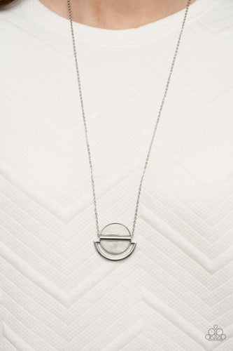 Ethereal Eclipse - White and Silver Necklace- Paparazzi Accessories