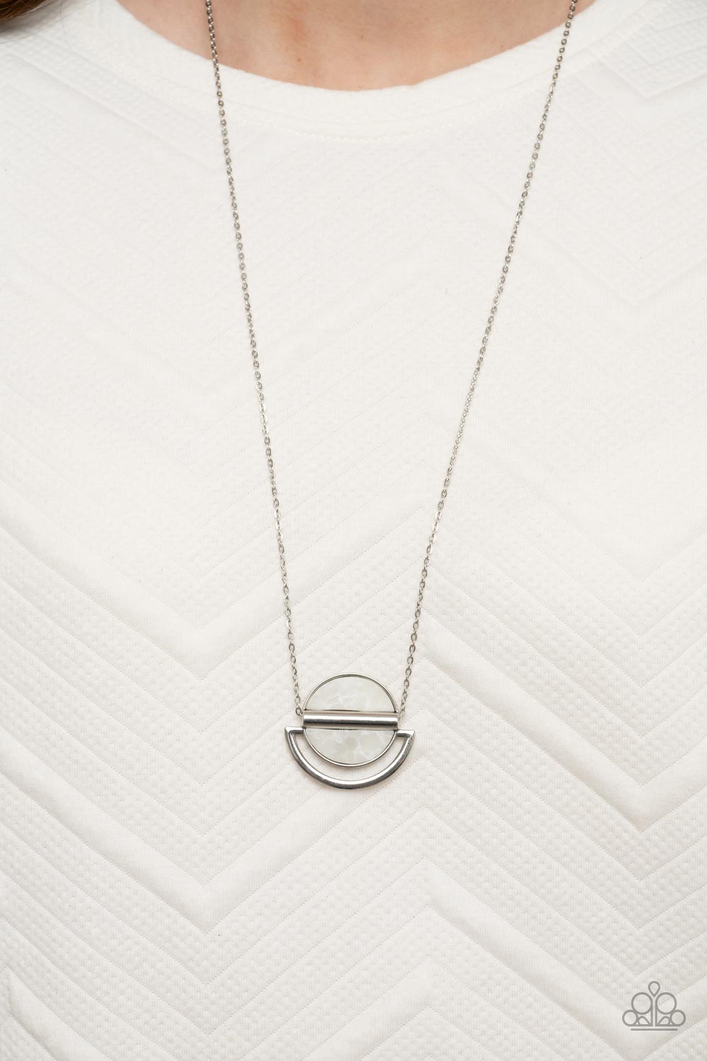 Ethereal Eclipse - White and Silver Necklace- Paparazzi Accessories
