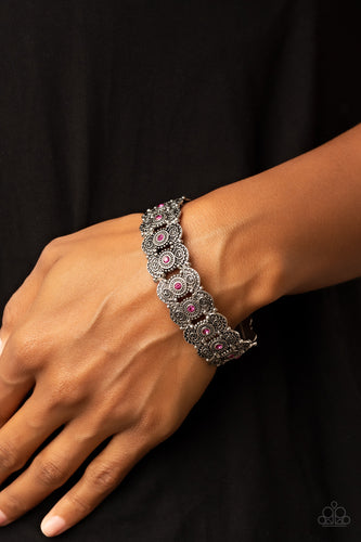 Rapturous Romance - Pink and Silver Bracelet- Paparazzi Accessories