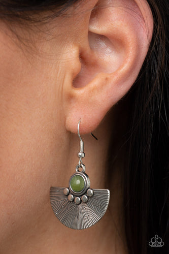 Manifesting Magic - Green and Silver Earrings- Paparazzi Accessories