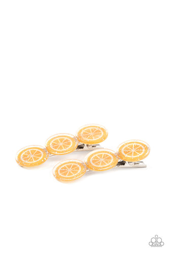 Charismatically Citrus - Orange and Silver Hair Clips- Paparazzi Accessories