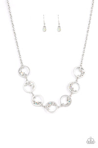 Blissfully Bubbly - White and Silver Necklace- Paparazzi Accessories