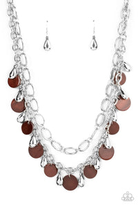 Beachfront Fabulous - Brown and Silver Necklace- Paparazzi Accessories