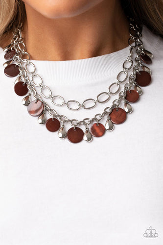 Beachfront Fabulous - Brown and Silver Necklace- Paparazzi Accessories