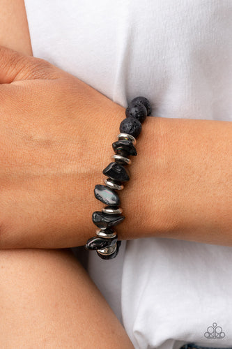 Volcanic Vacay - Black and Silver Bracelet- Paparazzi Accessories