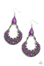 Load image into Gallery viewer, Fluent in Florals - Purple and Silver Earrings- Paparazzi Accessories