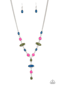 Authentically Adventurous - Multicolored Silver Necklace- Paparazzi Accessories