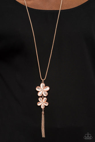 Perennial Powerhouse - White and Rose Gold Necklace- Paparazzi Accessories