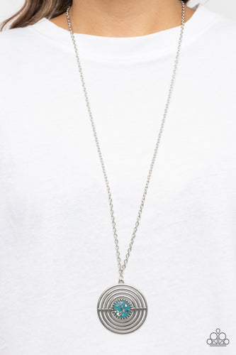 Targeted Tranquility - Blue and Silver Necklace- Paparazzi Accessories