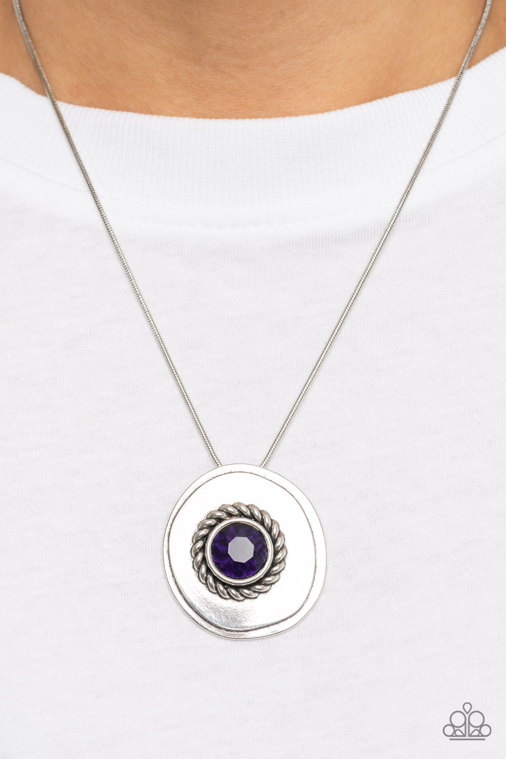 Make Me a MEDALLION-aire - Purple and Silver Necklace- Paparazzi Accessories