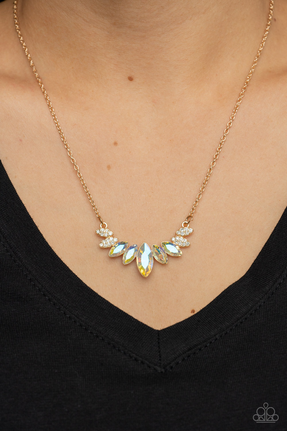 One Empire at a Time - White and Gold Necklace- Paparazzi Accessories