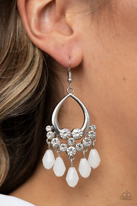 Famous Fashionista - White and Silver Earrings- Paparazzi Accessories