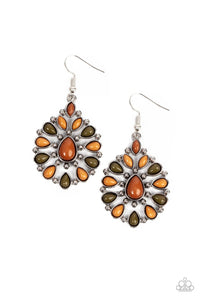 Lively Luncheon - Multicolored Silver Earrings- Paparazzi Accessories