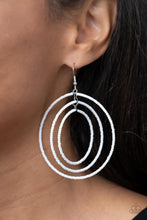 Load image into Gallery viewer, Colorfully Circulating - White and Silver Earrings- Paparazzi Accessories