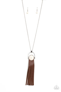 Winslow Wanderer - White and Brown Necklace- Paparazzi Accessories