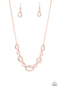 The Only Game in Town - White and Rose Gold Necklace- Paparazzi Accessories