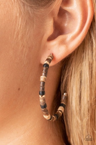 Effortlessly Earthy - Brown and Silver Earrings- Paparazzi Accessories