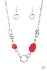 Sonoran Solo - Red and Silver Necklace- Paparazzi Accessoires