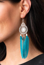 Load image into Gallery viewer, Pretty in PLUMES - Blue and Silver Earrings- Paparazzi Accessories