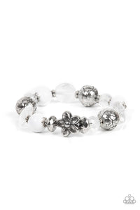 Pretty Persuasion - White and Silver Bracelet- Paparazzi Accessories