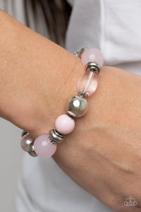 Tonal Takeover - Pink and Silver Bracelet- Paparazzi Accessories